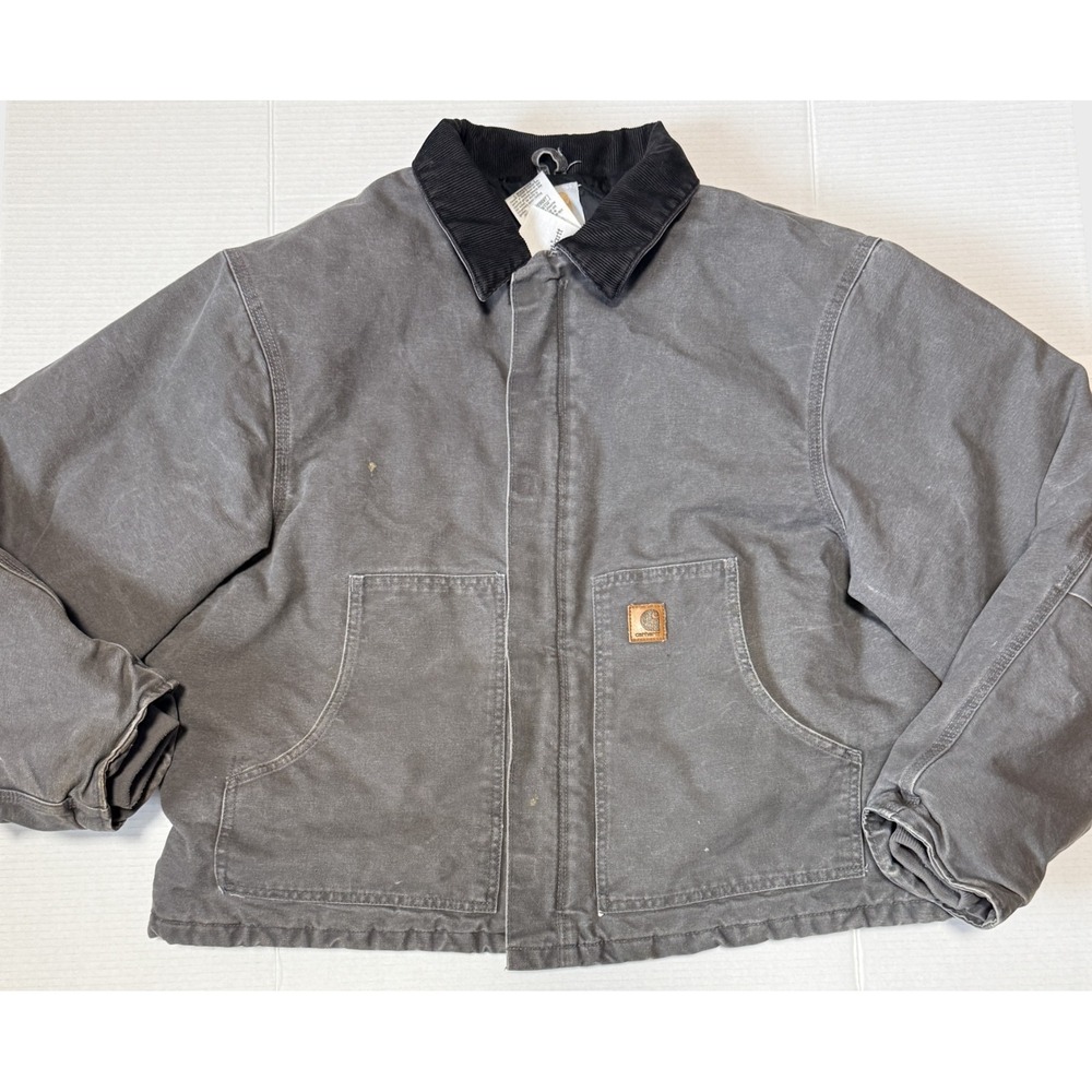 CARHARTT J22 GVL - Men's VTG Gray Canvas Work Jacket Insulated Artic - Size 2XL